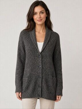 Retrofit Brand MFG Large Long Button Front Tunic Cardigan Gray Knit Sweater